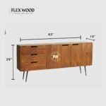 Solid Wood Three Drawer Two Door Sideboard - Image 6