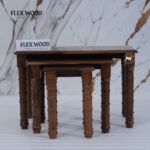 Wooden Nesting Table Set of 3 (Teak finish) - Image 6