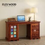 Boho Modern Wooden Study Table( honey finish)