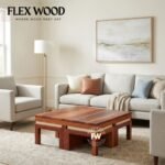 Aire sheesaam wood Coffee Table with stool for Home(honey finish)