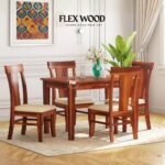 Tofie  Solid wood Dining Table with chair for dining room(honey finish)