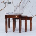 Wooden Set of 3 Nesting Table(Honey finish) - Image 6
