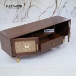 Modern Rattan Cane Tv Unit(Teak finish) - Image 7