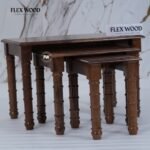 Wooden Nesting Table Set of 3 (Teak finish) - Image 2