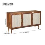 Rattan caneSheesham Wood Sideboard in (Honey Finish) - Image 7
