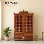 Nayra solid wood Temple for home with Door( honey finish)