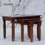 Wooden Set of 3 Nesting Table(Honey finish) - Image 5