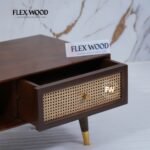 Wooden Rattan Cane Coffee Table(Teak finish) - Image 3