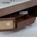 Modern Rattan Cane Tv Unit(Teak finish) - Image 9