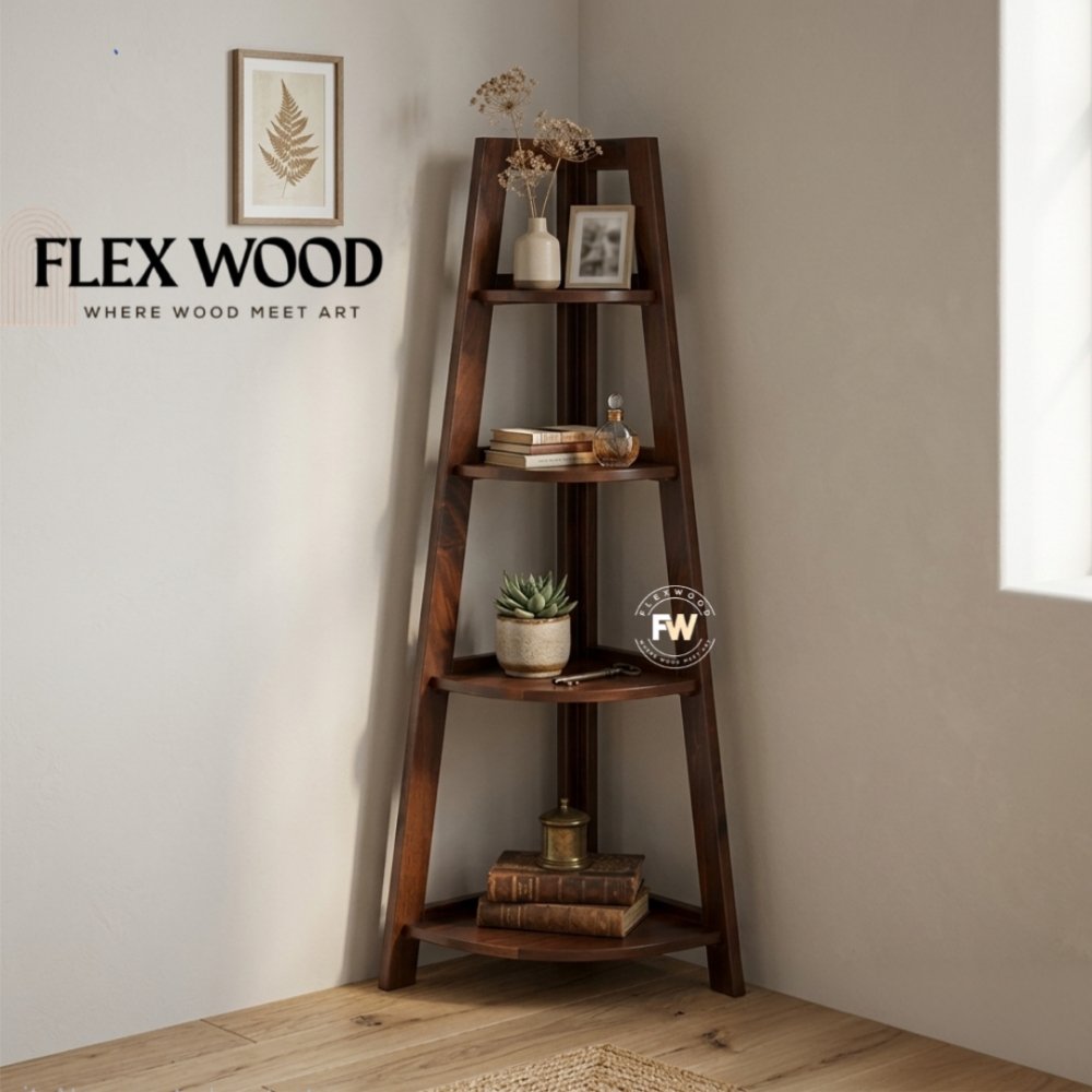 8 Sia sheesam wood corner bookshlef(walnut finish) - Image 1