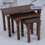 Wooden Nesting Table Set of 3 (Teak finish) - Image 5