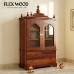 Laxmi solid wood Temple for home with Door(honey finish)