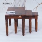Wooden Set of 3 Nesting Table(Honey finish) - Image 4