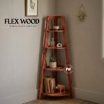 Sia sheesam wood corner bookshlef(Honey finish)