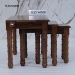 Wooden Nesting Table Set of 3 (Teak finish) - Image 4
