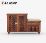 Vento sheesam wood Rack With Seating or Dower Storage(honey finish) - Image 2