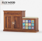 Bunny sheesam wood Shoe Rack With Tiles Fitting(honey finish) - Image 4