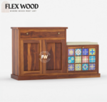 Bunny sheesam wood Shoe Rack With Tiles Fitting(honey finish) - Image 2