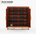 Jett sheesam wood Shoe Rack with Doors(honey finish) - Image 4