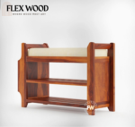 Reno sheesam wood shoe rack stand (honey finish - Image 2