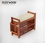 Reno sheesam wood shoe rack stand (honey finish - Image 4