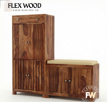Floreta Shoes Rack With Seating(honey finish) - Image 2