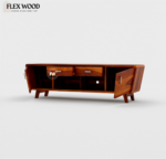 Nelvia sheesam woosd Tv Unit for Home with Storage ( honey finish) - Image 5