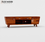 Nelvia sheesam woosd Tv Unit for Home with Storage ( honey finish) - Image 3