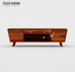 Nelvia sheesam woosd Tv Unit for Home with Storage ( honey finish) - Image 2