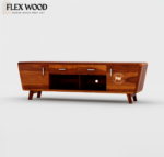 Nelvia sheesam woosd Tv Unit for Home with Storage ( honey finish) - Image 4