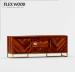 Jett metal base solid wood Tv Unit for Home with Storage(honey finish) - Image 3
