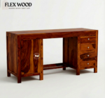 Breston Solid  Wood Study Table With Storage( honey finish) - Image 2