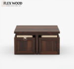 Reid solid wood Coffee Table  with 4 stool ( walnut finish) - Image 2