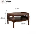 Nuro sheesaam wood Round Coffee Table for Home(walnut finish) - Image 4
