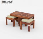 Warrow sheesaam wood Coffee Table with Stool for Home(honey finish) - Image 2