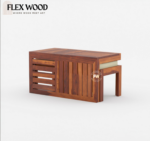 Warrow sheesaam wood Coffee Table with Stool for Home(honey finish) - Image 3