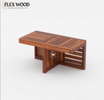 Warrow sheesaam wood Coffee Table with Stool for Home(honey finish) - Image 4