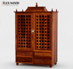 Nayra solid wood Temple for home with Door( honey finish) - Image 3