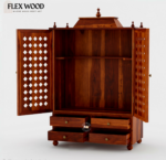 Nayra solid wood Temple for home with Door( honey finish) - Image 5