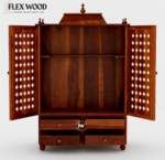 Nayra solid wood Temple for home with Door( honey finish) - Image 4
