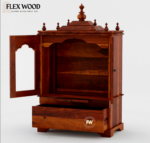 Laxmi solid wood Temple for home with Door(honey finish) - Image 5