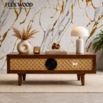 Flower cane  Rattan Coffee Table for Living Room(Honey finish)