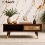 Beston  Rattan Cane Coffee Table(Teak finish)