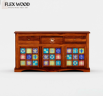 Boho  Wooden Modern Cabinet for Storage( honey finish) - Image 2