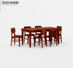 Alex solid wood 6 seater dining table with chair(honey finish) - Image 3