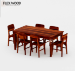 Alex solid wood 6 seater dining table with chair(honey finish) - Image 2