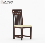 Adolph solid wood 4 seater Dining Table with chair (walnut finish) - Image 4