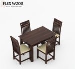 Adolph solid wood 4 seater Dining Table with chair (walnut finish) - Image 3