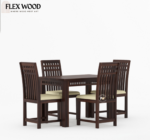 Adolph solid wood 4 seater Dining Table with chair (walnut finish) - Image 2