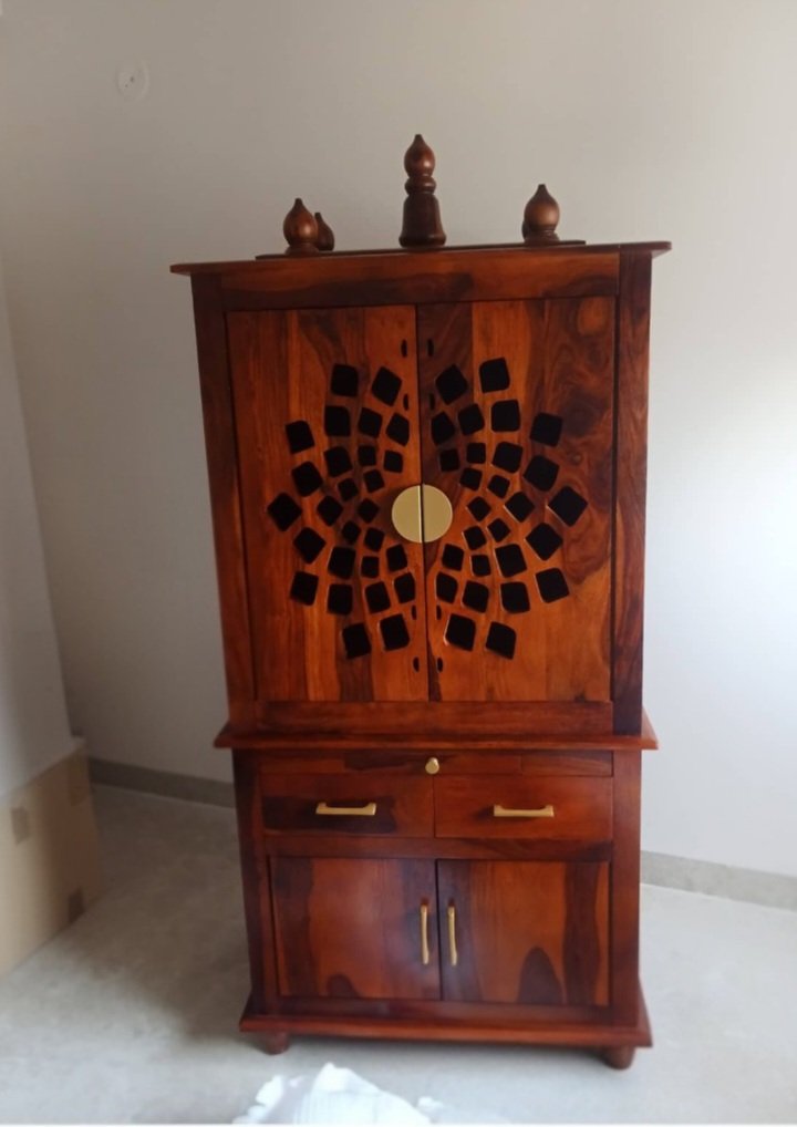 Vmita solid wood Temple for home with Cabinet( honey finish) photo review